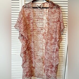 LC Lauren Conrad sheer kimono pink floral duster robe boho coverup Cottagcore